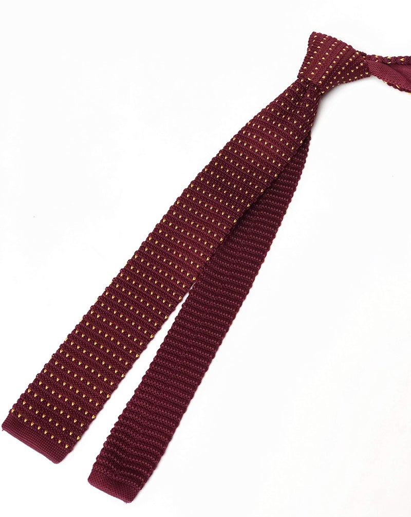 Elfeves Men Classic Burgundy Red R Patterned Woven Silk Ties Fashion Fitness Designer Cotton Neckties Neckwear - Image 4